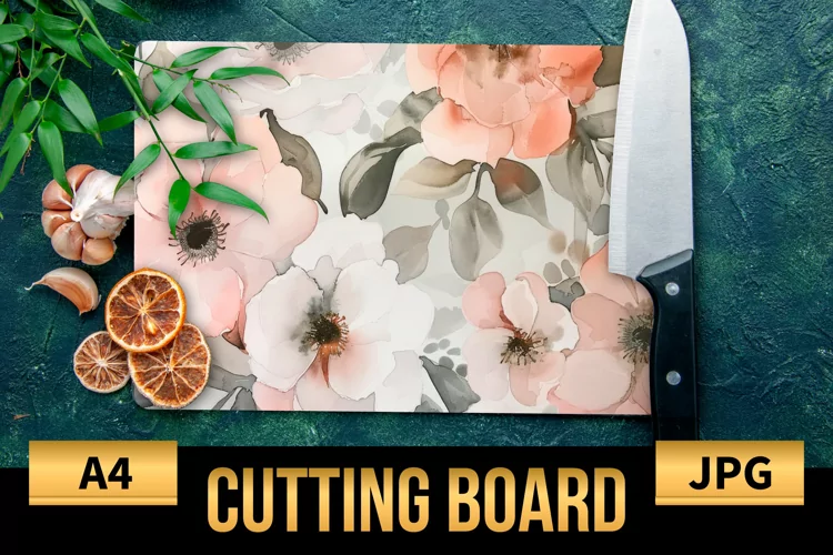 Blush Floral Watercolor Cutting Board | Flowers Design