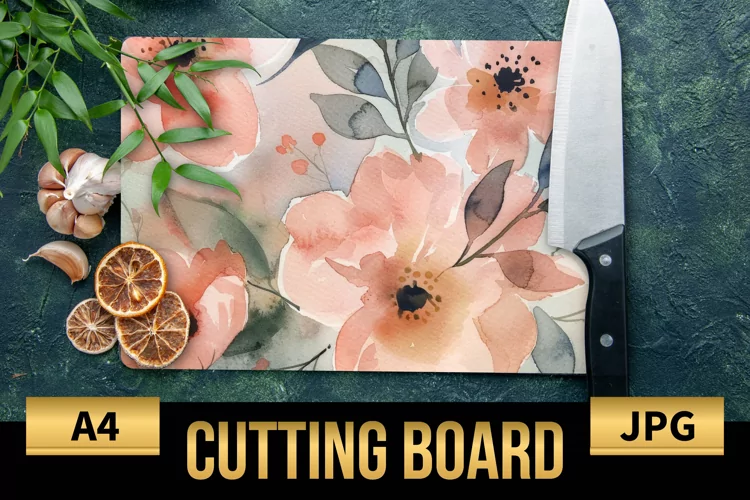 Blush Floral Watercolor Cutting Board | Flowers Design