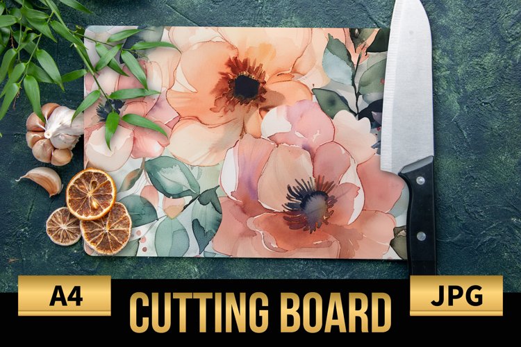 Blush Floral Watercolor Cutting Board | Flowers Design
