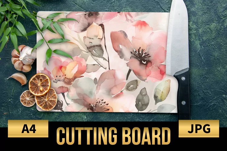 Blush Floral Watercolor Cutting Board | Flowers Design