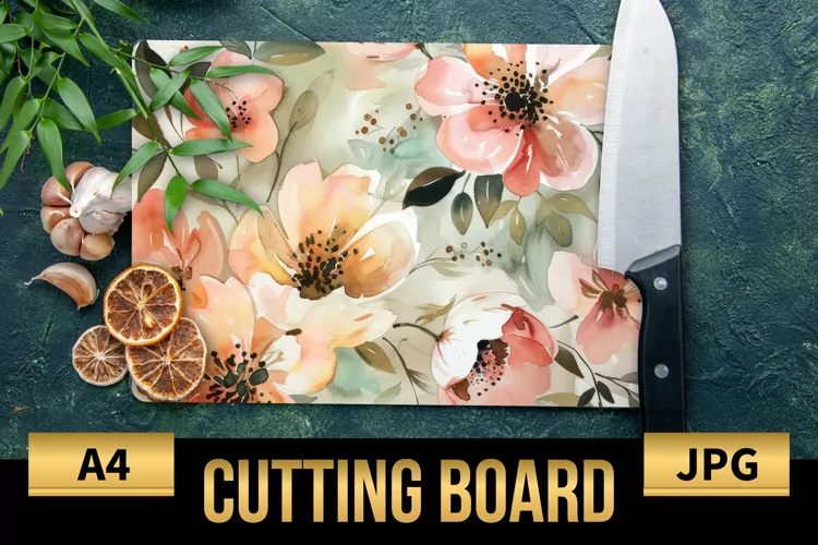 Blush Floral Watercolor Cutting Board | Flowers Design