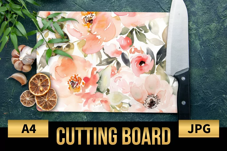 Blush Floral Watercolor Cutting Board | Flowers Design