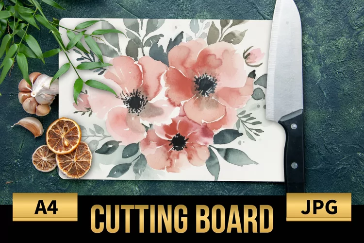 Blush Floral Watercolor Cutting Board | Flowers Design