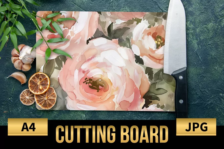 Blush Floral Watercolor Cutting Board | Flowers Design