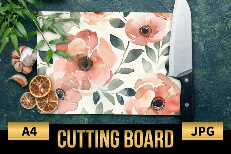 Blush Floral Watercolor Cutting Board | Flowers Design