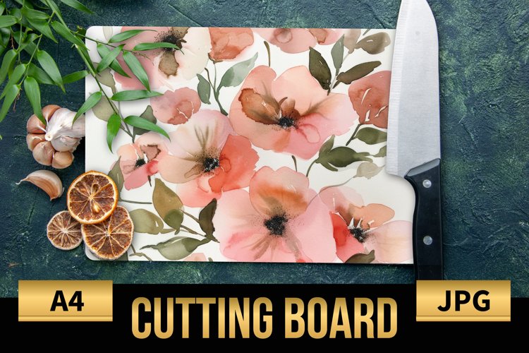 Blush Floral Watercolor Cutting Board | Flowers Design