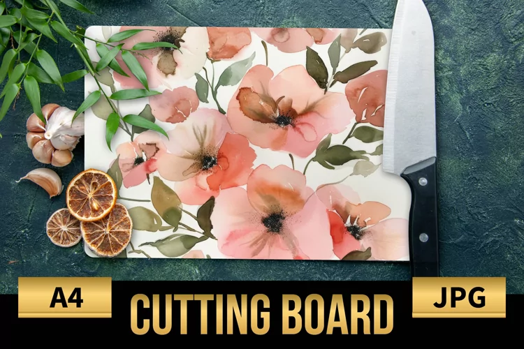 Blush Floral Watercolor Cutting Board | Flowers Design