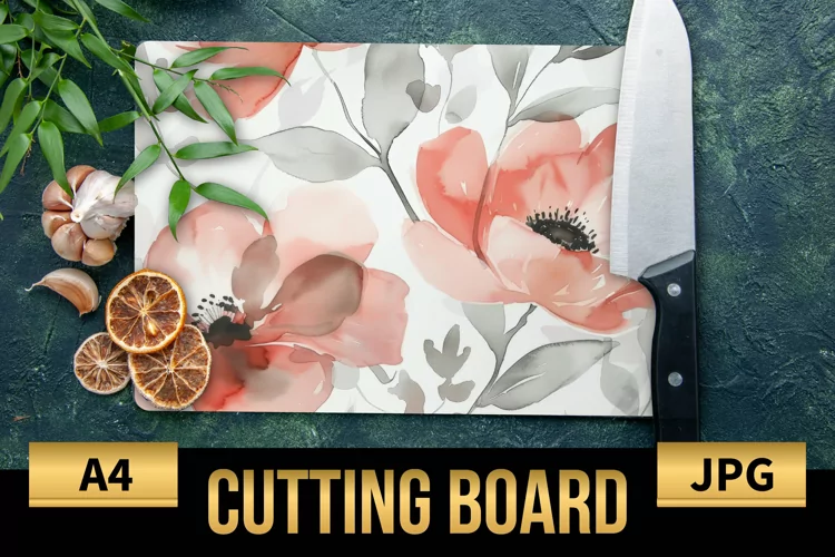 Blush Floral Watercolor Cutting Board | Flowers Design