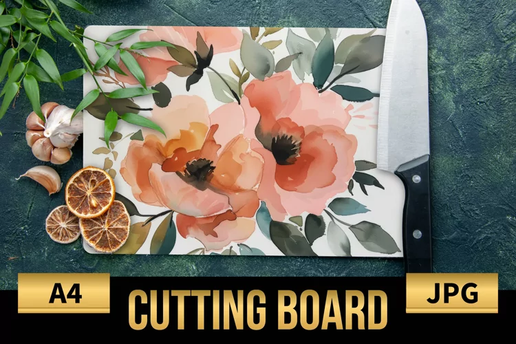 Blush Floral Watercolor Cutting Board | Flowers Design