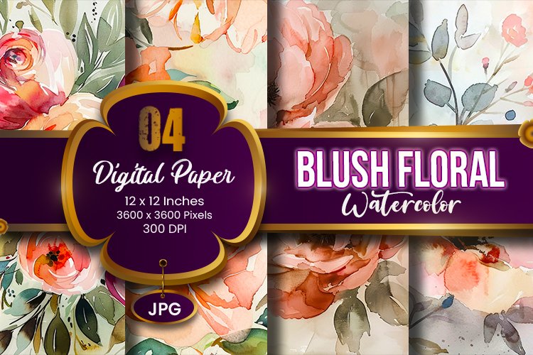 Blush Floral Watercolor Digital Paper | abstract pink spring example image 1