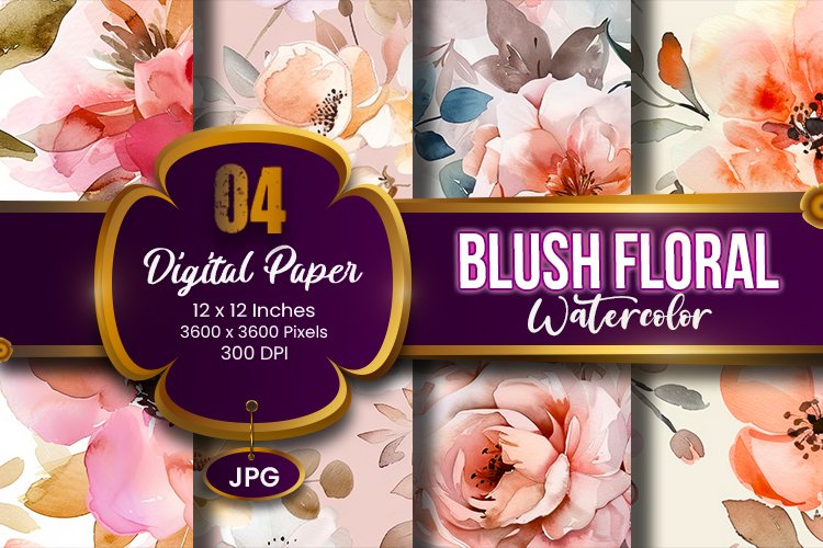 Blush Floral Watercolor Digital Paper | abstract pink spring example image 1