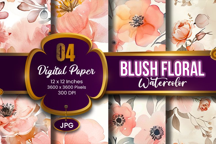 Blush Floral Watercolor Digital Paper | abstract pink spring example image 1