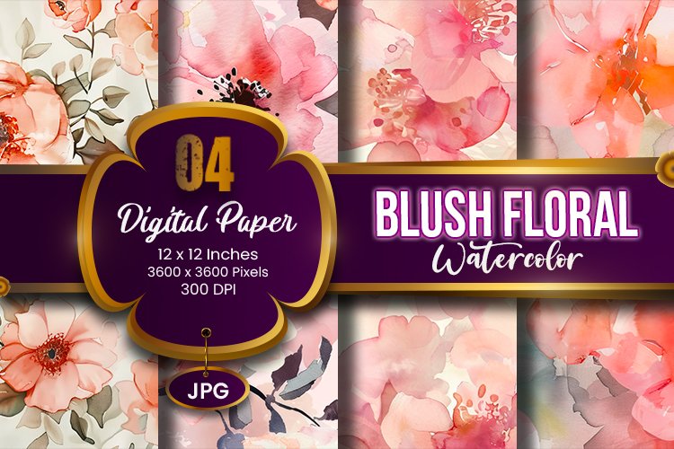 Blush Floral Watercolor Digital Paper | abstract pink spring example image 1