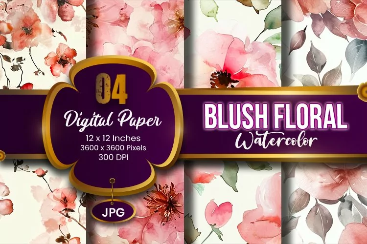 Blush Floral Watercolor Digital Paper | abstract pink spring