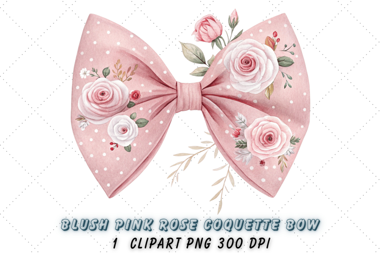 Blush Pink Rose Coquette Bow Clipart