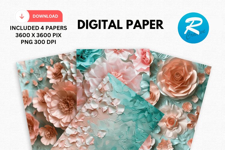 Blush Roses Flower Digital Paper, Flower Background