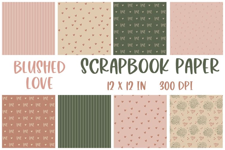Blushed Love Wedding Scrapbook Paper, 8 Wedding Papers example image 1