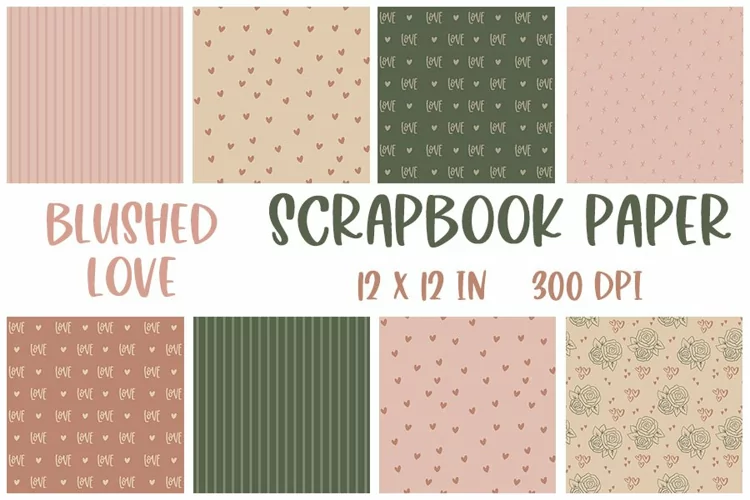 Blushed Love Wedding Scrapbook Paper, 8 Wedding Papers