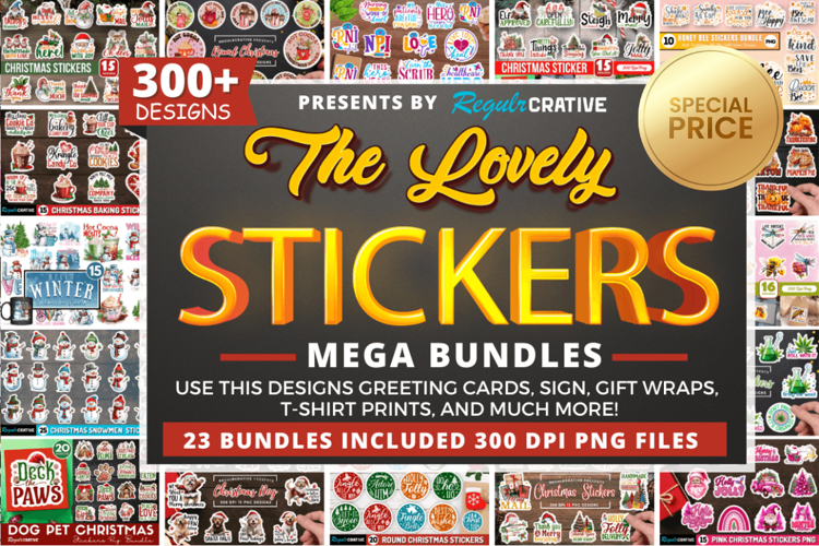 The Lovely Mega Stickers PNG Bundle,Mega Stickers PNG Design