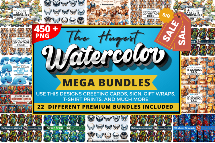 The Watercolor Big PNG Bundle,Watercolor Big PNG Designs