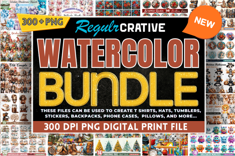 Watercolor PNG Mega Bundle,Clipart PNG Bundle