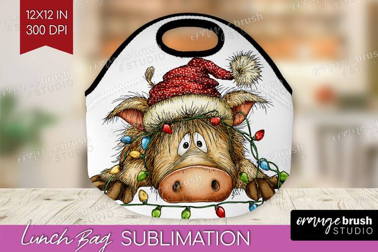 Boar Tangled In Christmas Lights Lunch Bag Funny Xmas Lunch