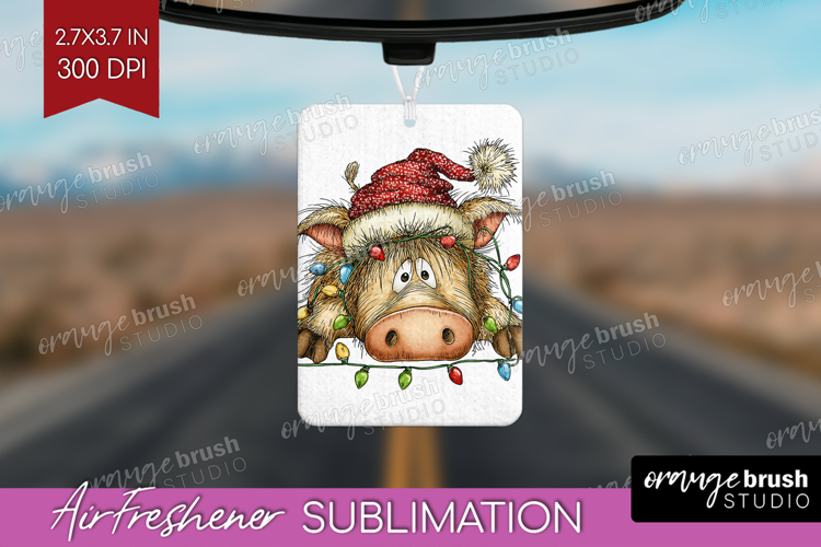 Boar Tangled In Christmas Lights Air Freshener PNG Funny