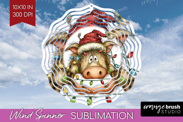 Boar Tangled In Christmas Lights Wind Spinner Sublimation