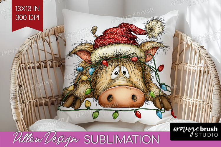 Boar Tangled In Christmas Lights Pillow Sublimation Funny