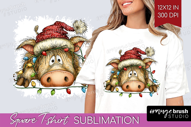 Boar Tangled In Christmas Lights Square Tshirt Background
