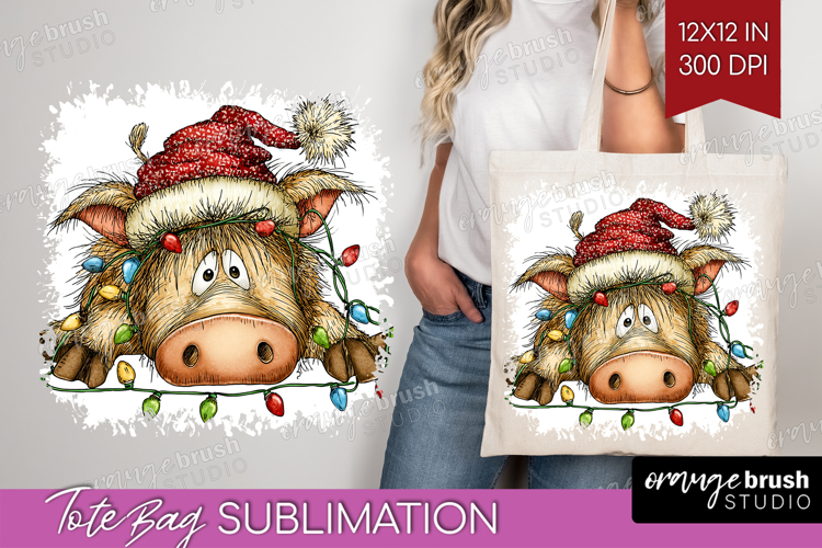 Boar Tangled In Christmas Lights Tote Bag Funny Xmas Tote