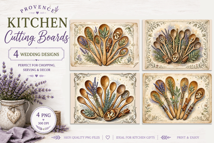 Provence Kitchen Cutting Board Sublimation | Vintage Botanic