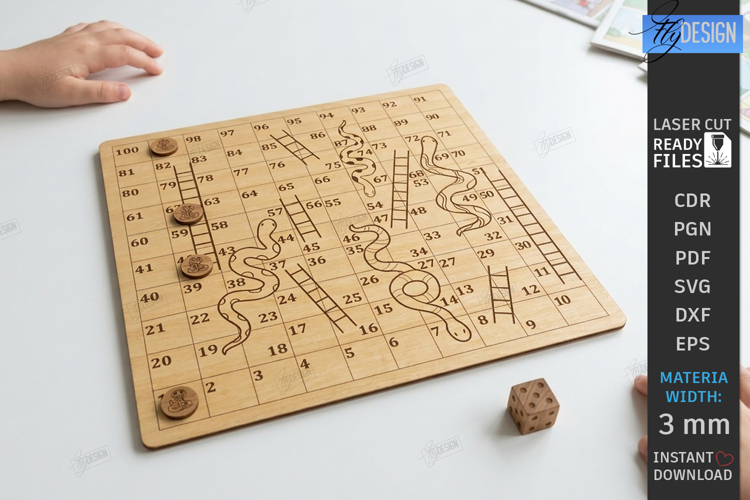 Board Games Laser Cut | Snakes and Ladders | Family Games