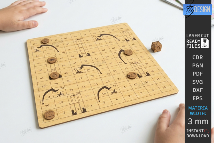 Board Games Laser Cut | Snakes and Ladders | Family Games