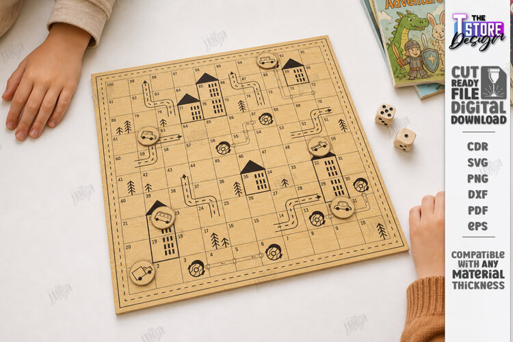 Snakes and Ladders Board Game Laser Cut | Kids Laser | CNC example image 1