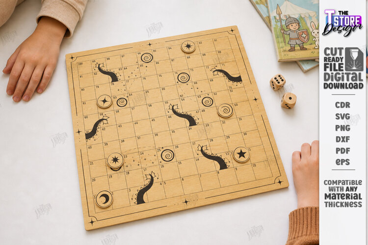 Snakes and Ladders Board Game Laser Cut | Kids Laser | CNC example image 1