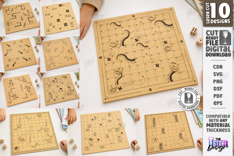 Snakes and Ladders Board Games Laser Cut Bundle | Kids Laser