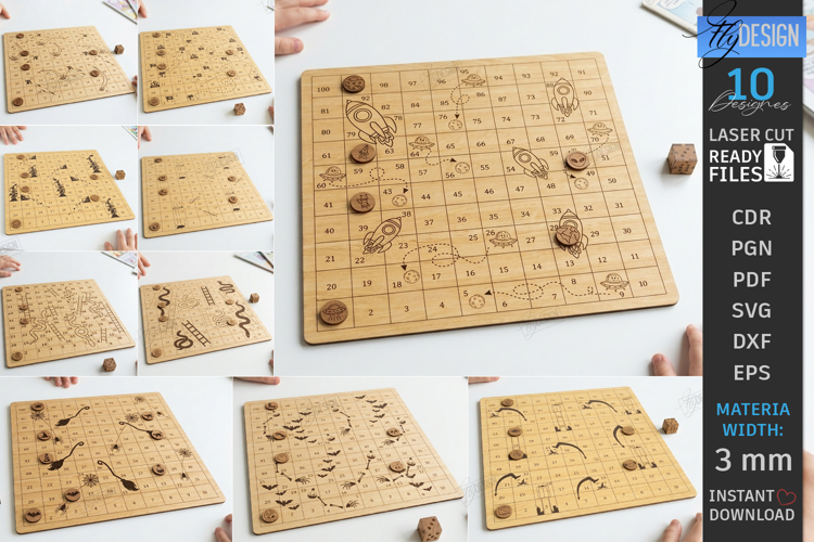Board Games Laser Cut Bundle | Snakes and Ladders | CNC File