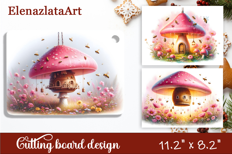 Autumn mushroom house Cutting Board, sublimation