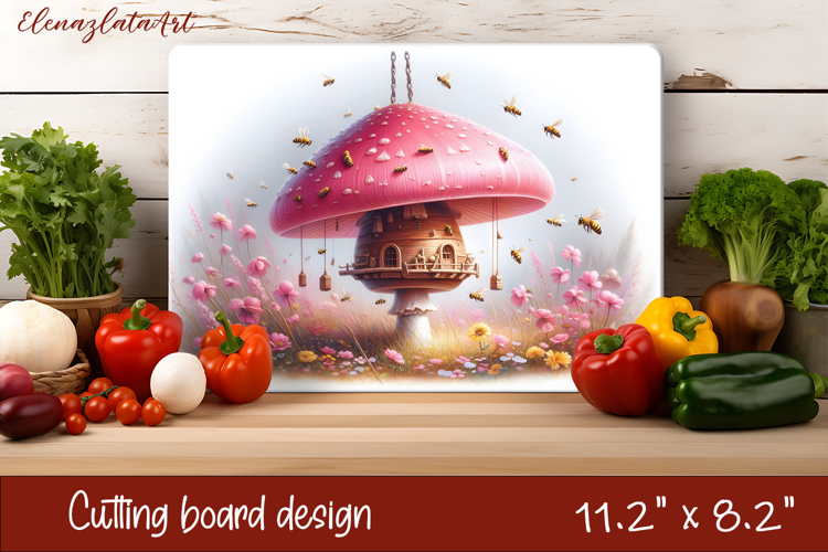 Summer mushroom house Cutting Board, sublimation