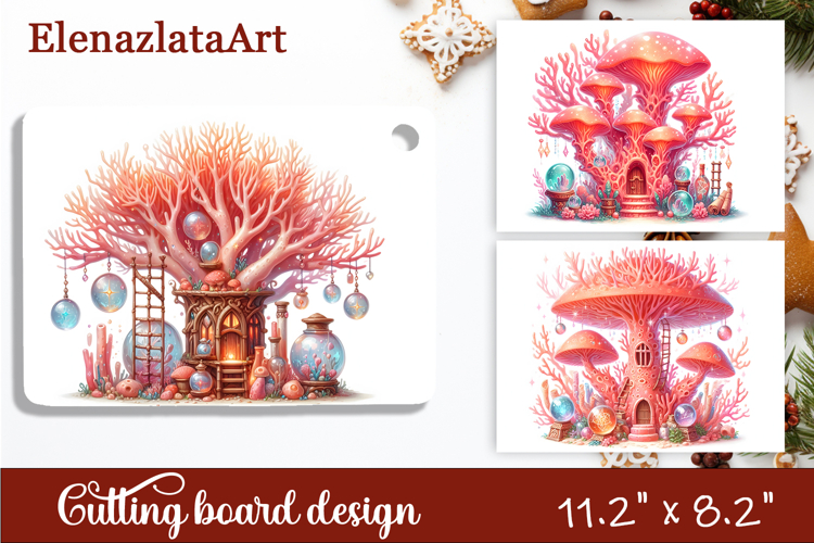 Autumn mushroom house Cutting Board, sublimation