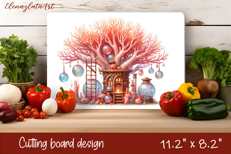Summer mushroom house Cutting Board, sublimation