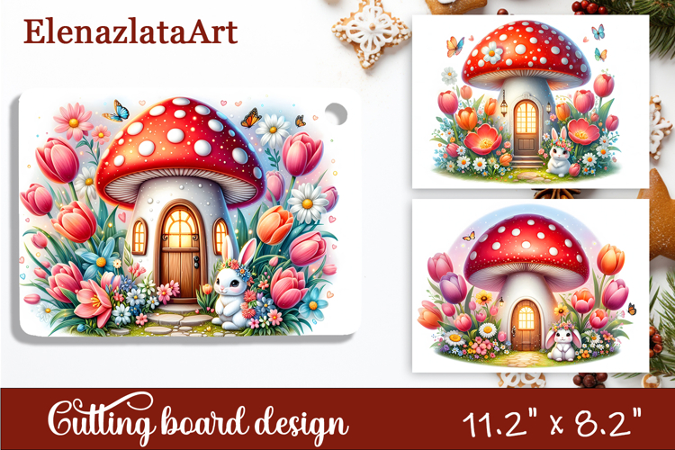Summer mushroom house Cutting Board, sublimation