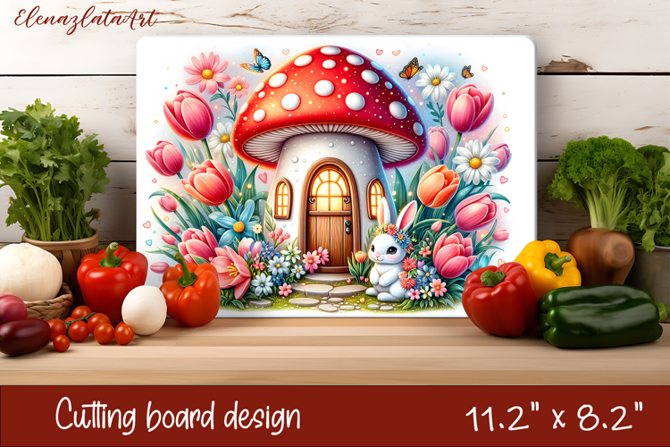 Summer mushroom house Cutting Board, sublimation