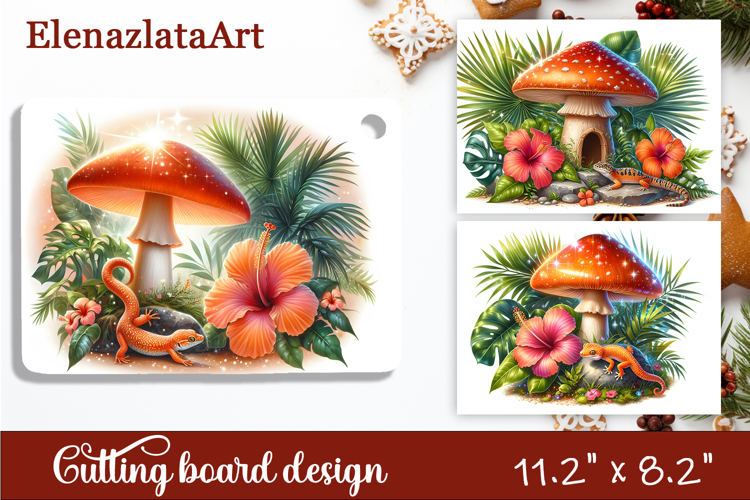Summer mushroom house Cutting Board, sublimation