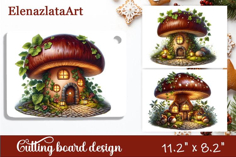 Autumn mushroom house Cutting Board, sublimation