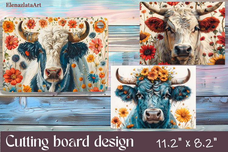 Cute animal cutting board sublimation, Flowers sublimation