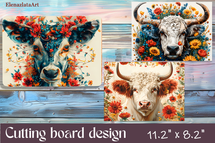Cute animal cutting board sublimation, Flowers sublimation