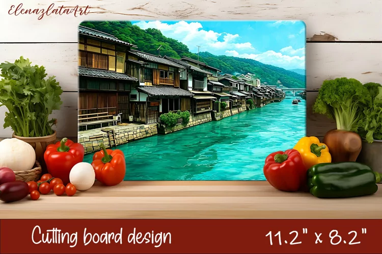 3D Sea Cutting Board Design. Abstract Kitchen Cutting Board
