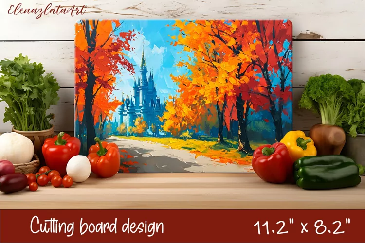 Autumn forest landscape - cutting board design